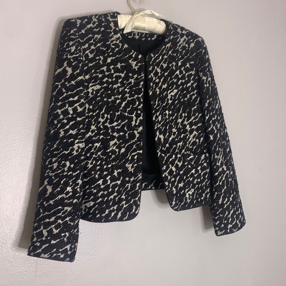Alice + Olivia Black Lurex Tweed Kidman Box Crop Jacket Small black metallic - Picture 3 of 12